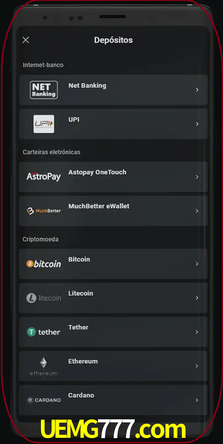 Você pode usar métodos alternativos de depósito.