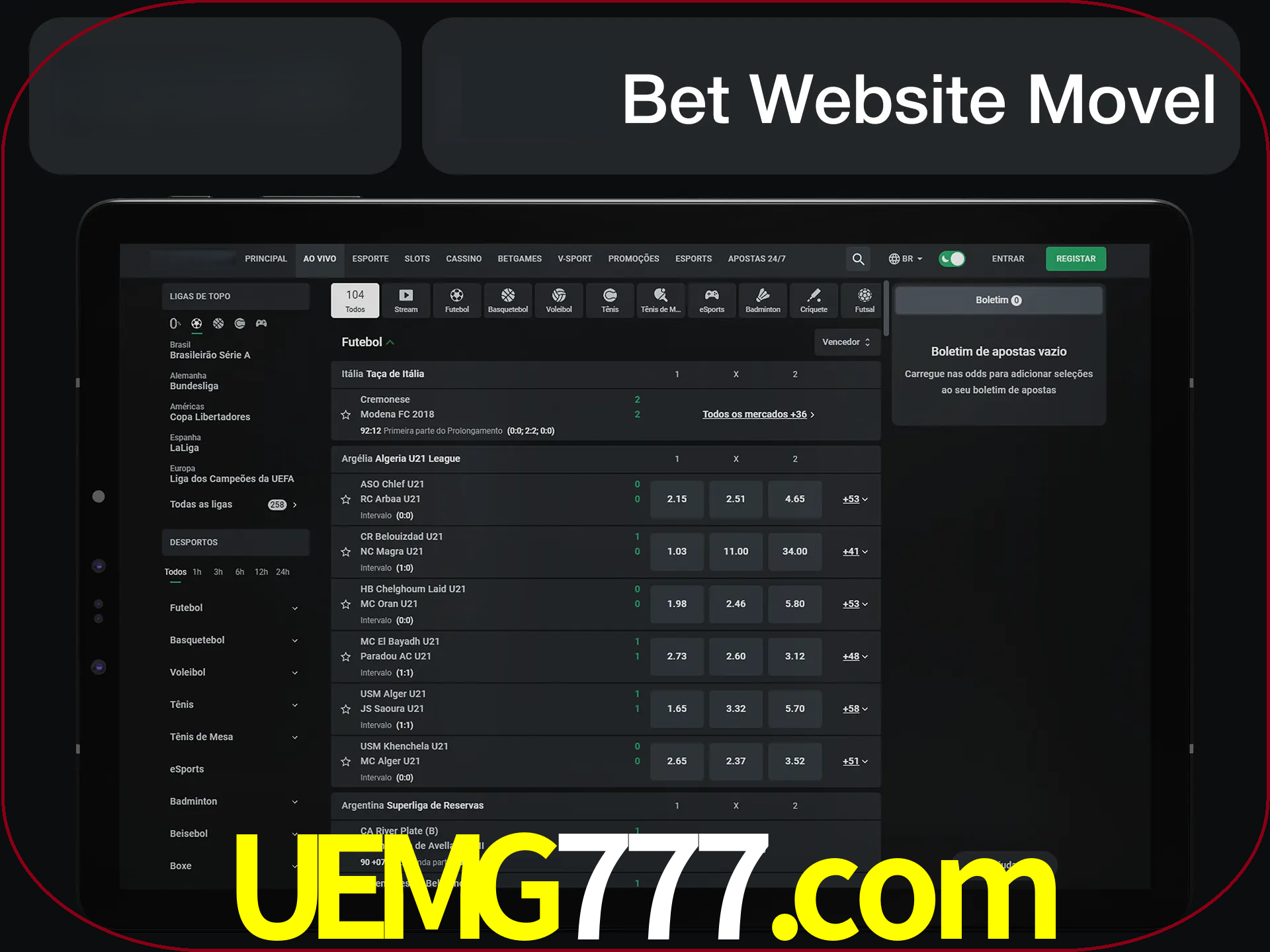 Use nosso website em qualquer dispositivo.