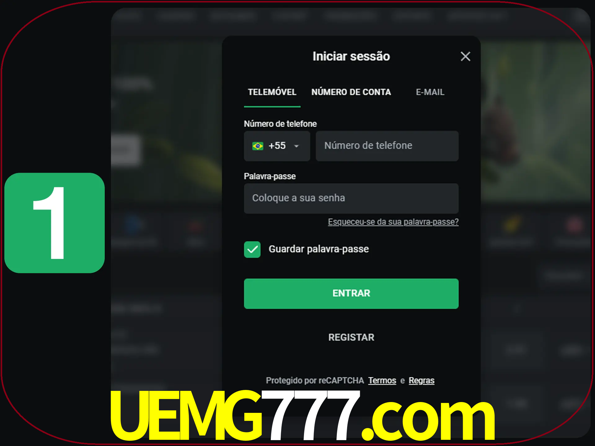 Clique no botão Entrar.